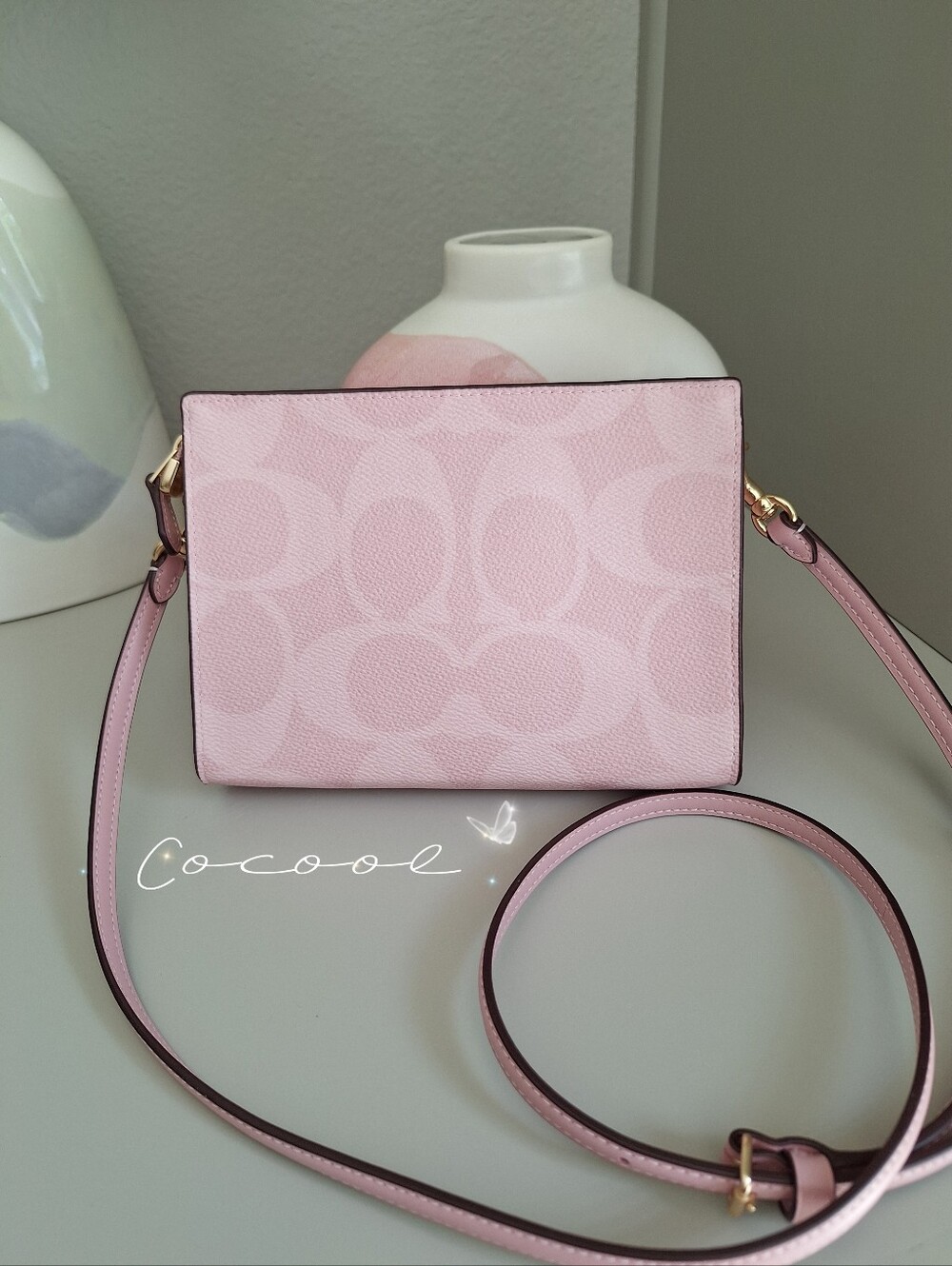 NEW Coach Limited Slim Crossbody Bag In Signature Canvas Powder Pink Purse - Picture 4 of 11